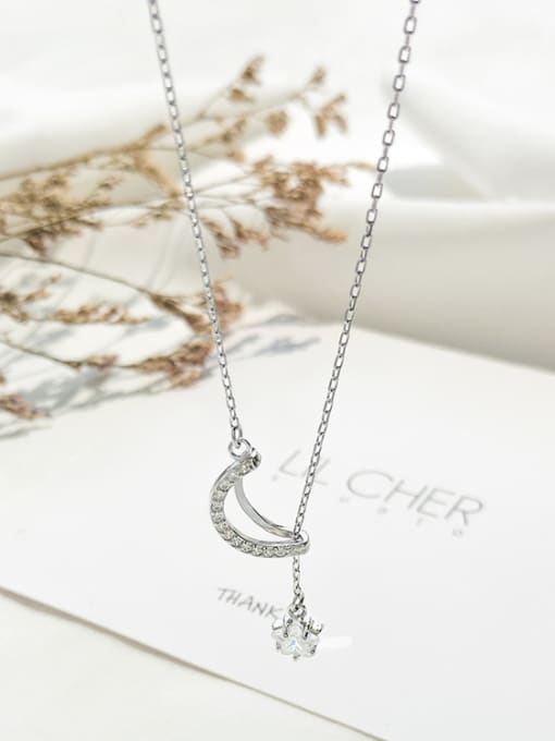 Peng Yuan Simple Little Moon Star Silver Necklace
