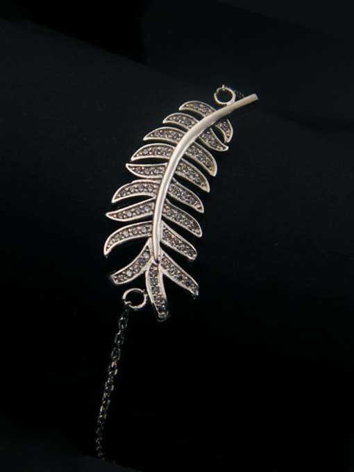 Silvery Feather Shaped Bracelet