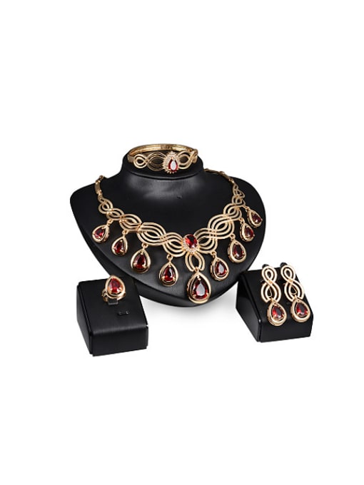 BESTIE 2018 Alloy Imitation-gold Plated Vintage style Artificial Gemstone Four Pieces Jewelry Set 0