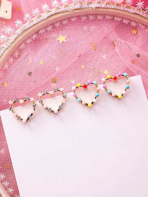 Girlhood Alloy With Rose Gold Plated Cute Heart Stud Earrings