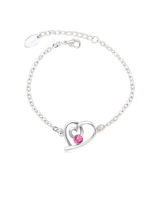 Platinum,pink 18K White Gold Heart Shaped Crystal Bracelet