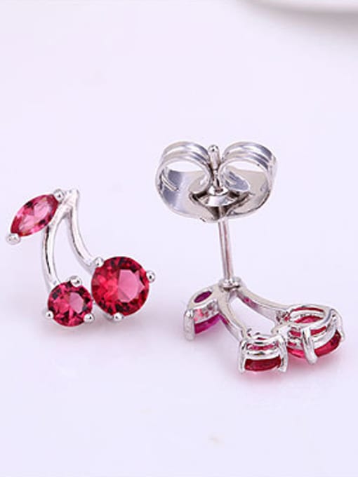 XP Fashion Little Cherry Zircon Stud Earrings 3