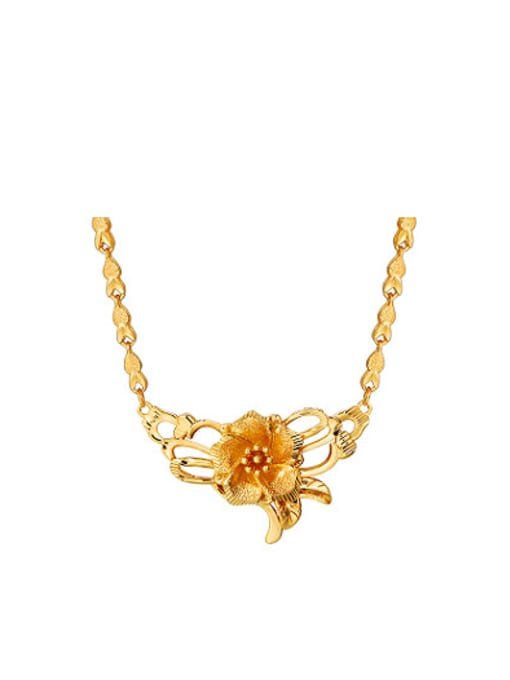 XP Copper Alloy 24K Gold Plated Vintage style Flower Necklace