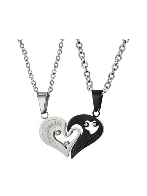 Open Sky Fashion Personalized Combined Heart-shaped Titanium Lovers Necklace 0