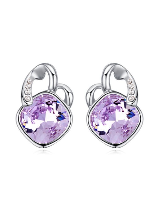 purple Exquisite austrian Crystals Alloy Stud Earrings