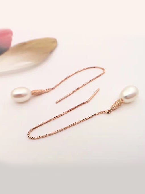EVITA PERONI Fashion Oblate Freshwater Pearl threader earring 2