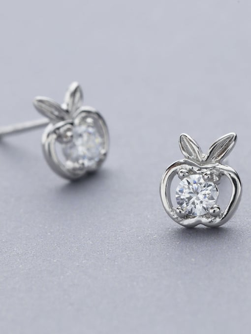 One Silver Elegant Apple Shaped Zircon stud Earring 1