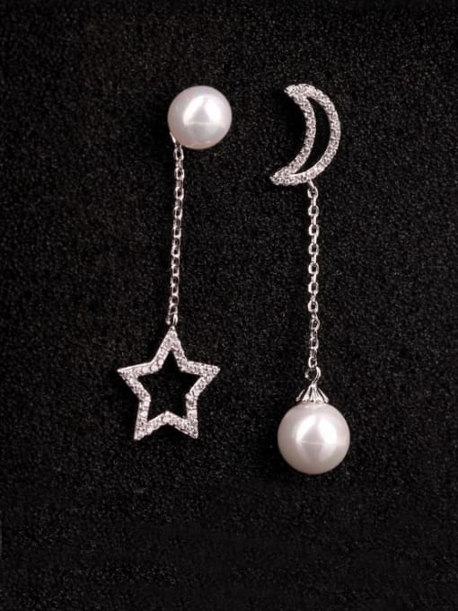 Qing Xing The Hollow Moon Star Bead Pendant  Fashion threader earring 0