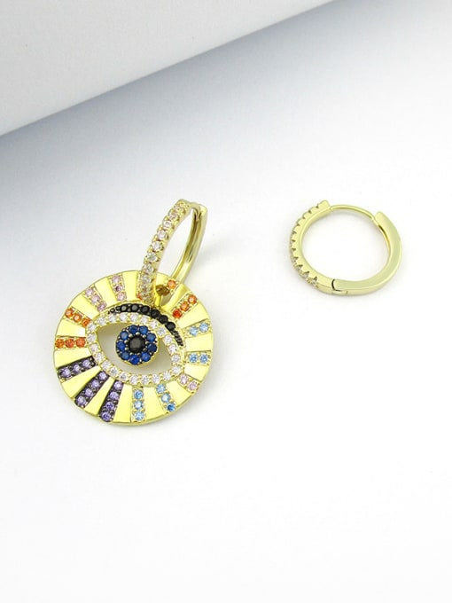 ALI Copper With Gold Plated Classic Asymmetry  Evil Eye Cluster Earrings 3