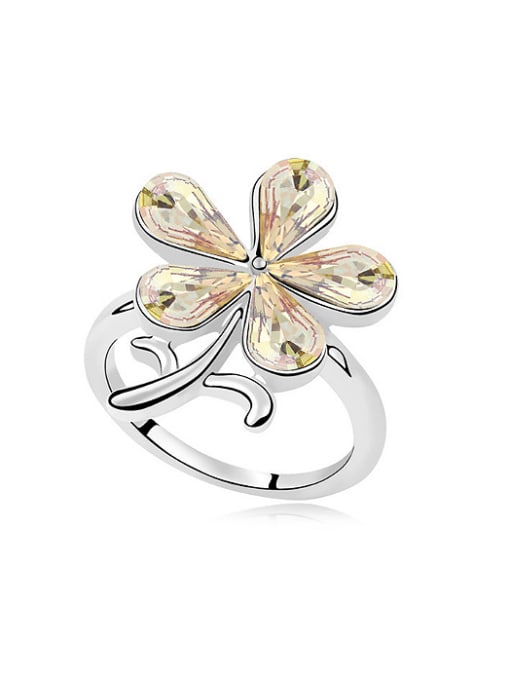 QIANZI Personalized Water Drop austrian Crystals Flower Alloy Ring 0