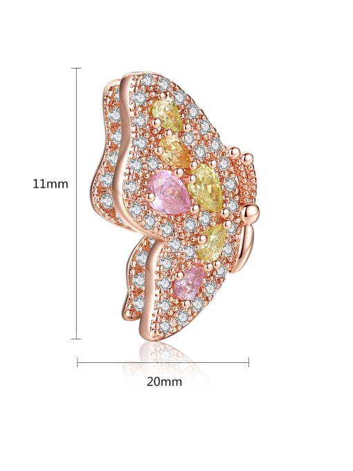 BLING SU Copper With Cubic Zirconia Romantic Butterfly Friendship Earrings 3