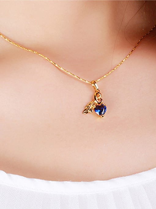 XP Copper Alloy 24K Gold Plated Ethnic style Heart-shaped Zircon Necklace 1