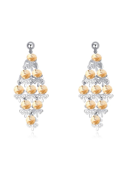 yellow Exaggerated Cubic austrian Crystals Flowers Alloy Earrings