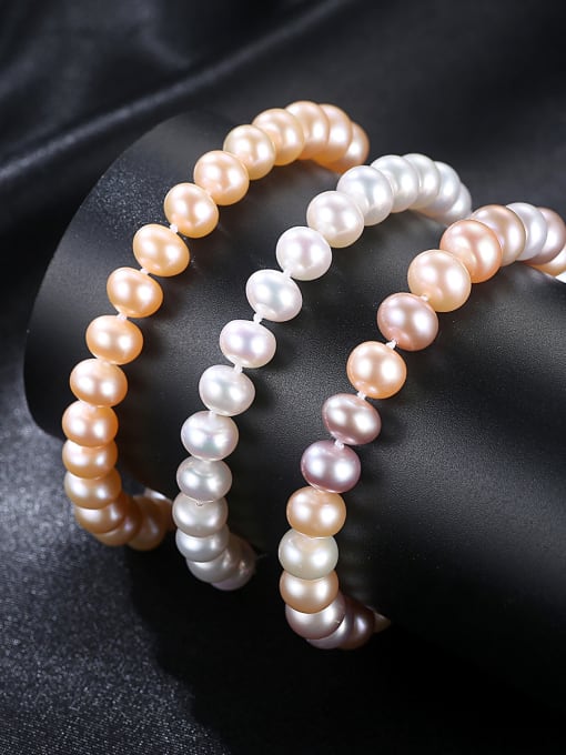 CCUI Pure silver 7-8mm natural freshwater pearl bracelet 0
