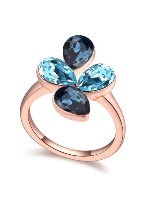 blue Fashion Colorful Water Drop austrian Crystals Alloy Ring