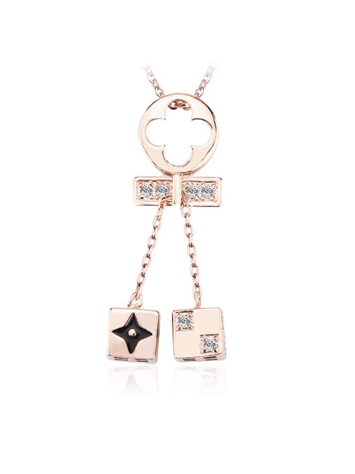 Rose Gold ,White Women 18K Rose Gold Zircon Necklace