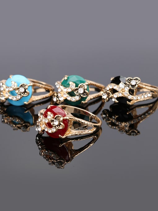 Gujin Retro Ethnic style Resin stone Crystals Alloy Ring 3