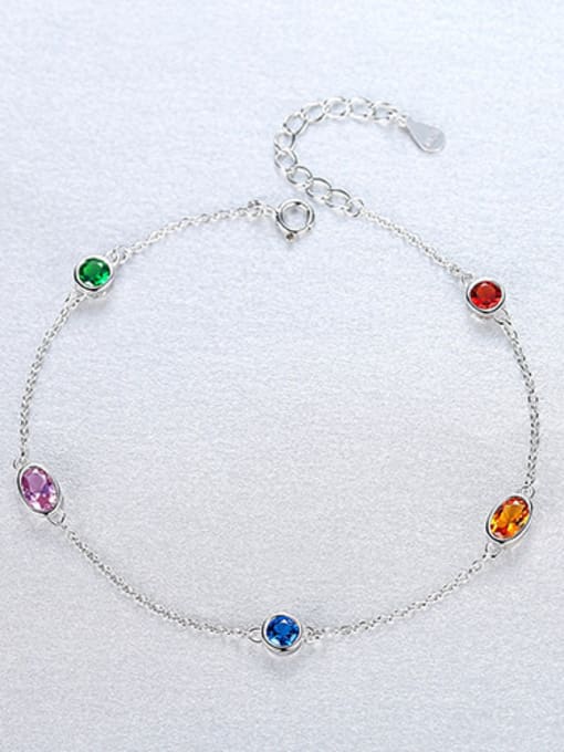 multicolor 925 Sterling Silver With Crystal Simplistic Round Bracelets