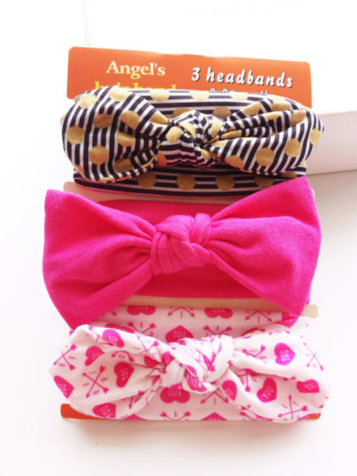6 Cotton Bow Elastic Headband Three Pieces Set