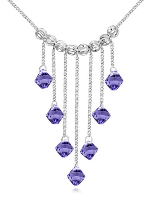 purple Fashion Little austrian Crystals Tassels Pendant Alloy Necklace