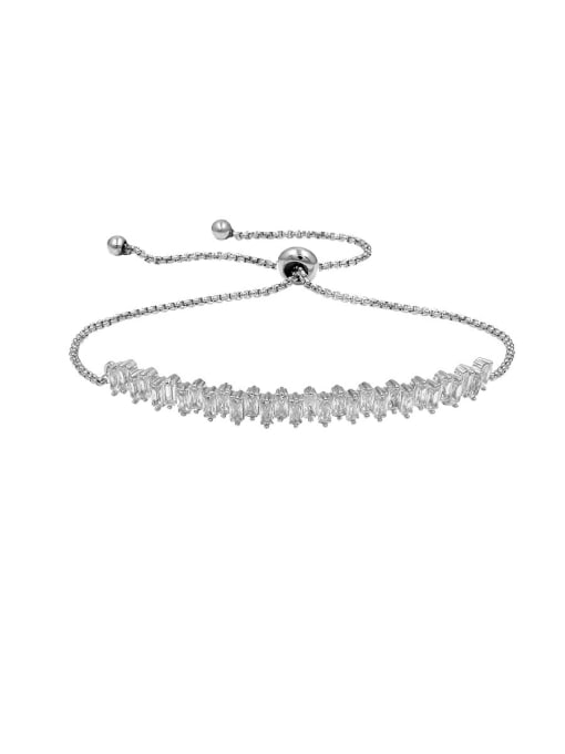 018 platinum Copper With Cubic Zirconia Fashion Flower  adjustable Bracelets