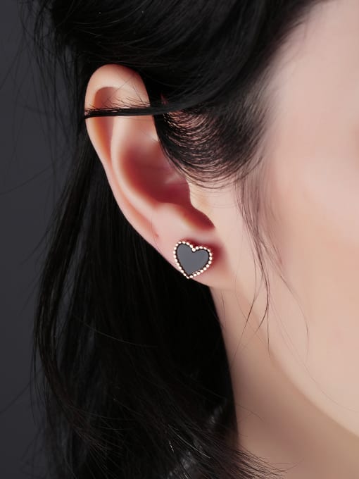 Open Sky Stainless Steel With Rose Gold Plated Fashion Heart Stud Earrings 1