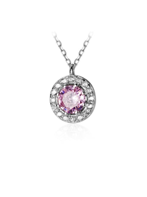 Rosh 925 Sterling Silver With  Cubic Zirconia Simplistic Round Necklaces 4