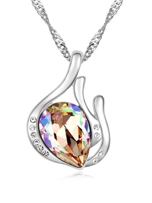 QIANZI Simple Water Drop austrian Crystal Pendant Necklace 2