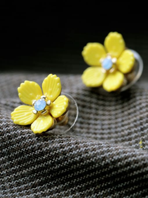 KM Alloy Lovely Yellow Flowers stud Earring 4