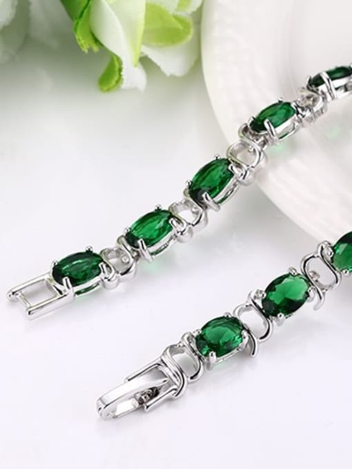 CONG Exquisite Green Oval Shaped AAA Zircon High Polished Bracelet 1