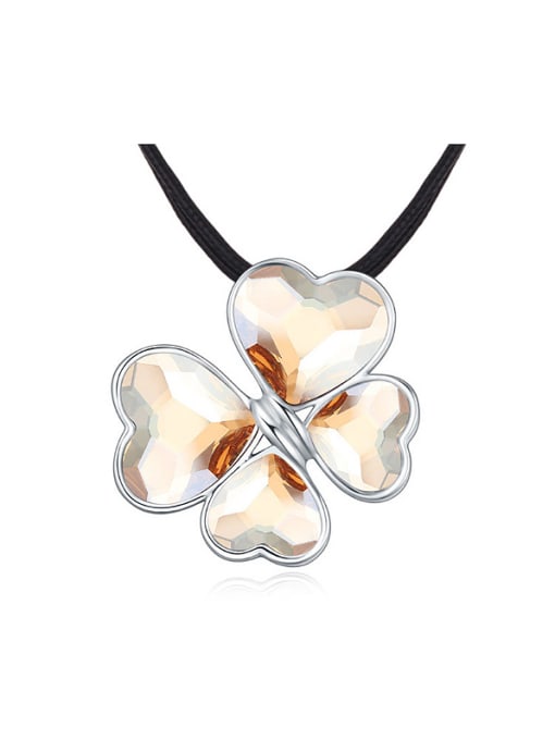 QIANZI Fashion Heart austrian Crystals Flower Pendant Alloy Necklace