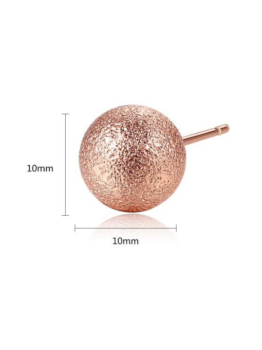 BLING SU Copper With 18k Rose Gold Plated Simplistic Ball Stud Earrings 3