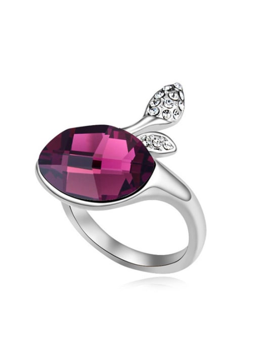 Purple Simple Oval austrian Crystal-accented Alloy Ring