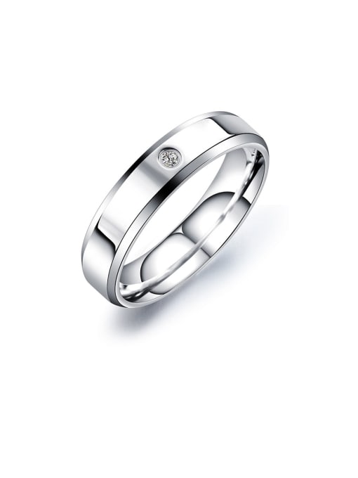 Open Sky Titanium With White Gold Plated Simplistic Round Band Rings 2