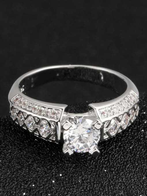 ZK Noble Elegant Engagement Ring with Shining Zircons 1