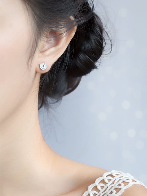 Rosh Creative Baby Shaped Asymmetric S925 Silver Enamel Stud Earrings 1