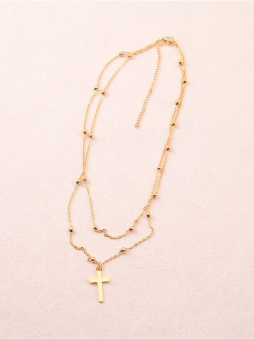 GROSE Titanium With Gold Plated Vintage Cross Multi Strand Necklaces 0
