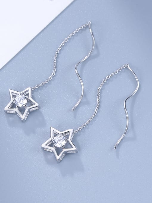 One Silver 2018 Star Shaped Zircon Drop Earrings 2