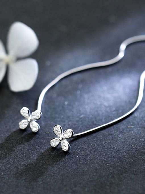 Rosh Temperament Flower Shaped S925 Silver Line Earrings 1