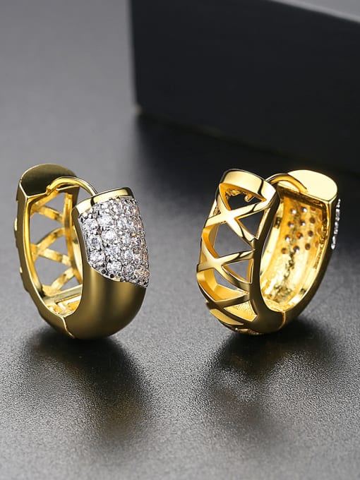 BLING SU Copper inlaid AAA zircon texture gold pattern Earring 2