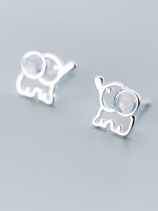 Rosh 925 Sterling Silver With Platinum Plated Cute Animal Elephant Stud Earrings 1