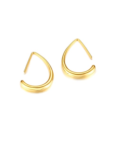 CONG Stainless Steel With Gold Plated Simplistic Irregular Hook Earrings 4