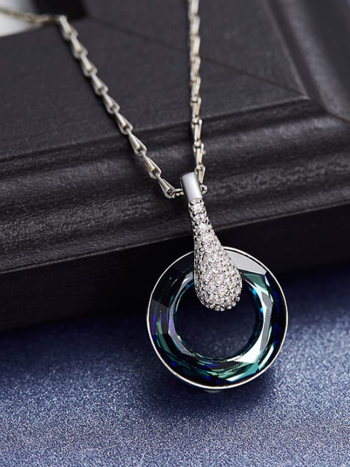 Blue S925 Silver austrian Crystals Necklace