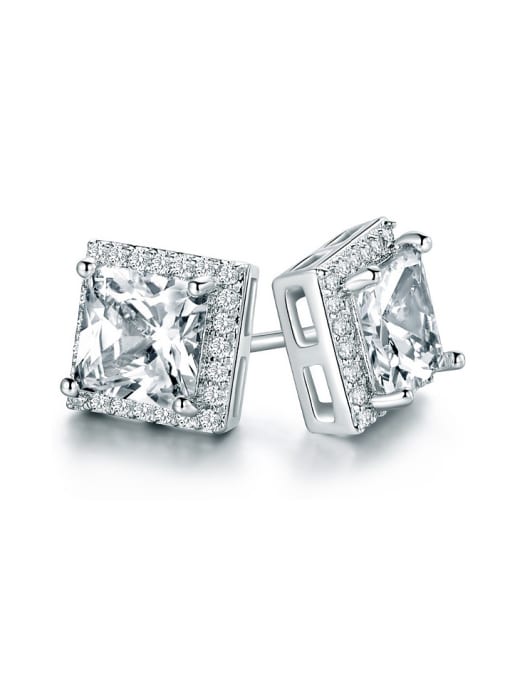 UNIENO White Zircon stud Earring 0