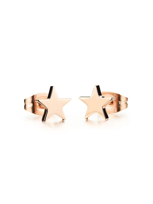 Open Sky Simple Tiny Star Rose Gold Plated Titanium Stud Earring 0