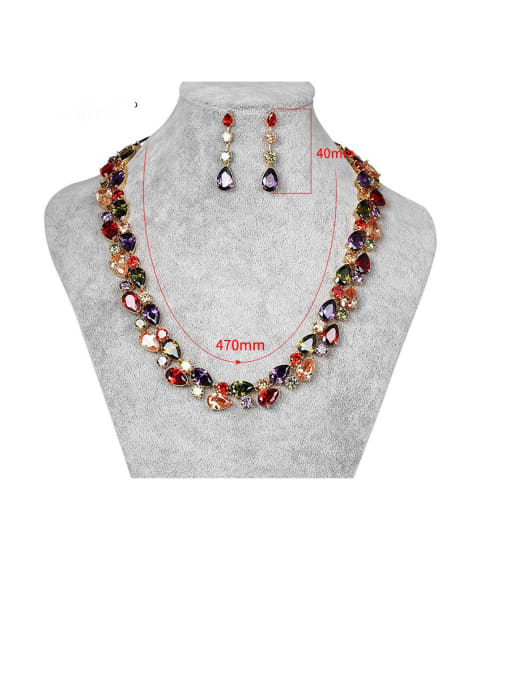 Mo Hai Copper With Rose Gold Plated Luxury Geometric Earrings And Necklaces 2 Piece Jewelry Set 1