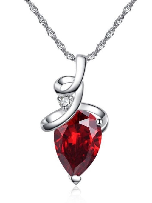 Red Fashion Water Drop Zircon Copper Necklace