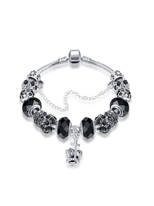 Black Retro Decorations Crown Glass Beads Bracelet