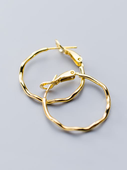 Rosh 925 Sterling Silver With Gold Plated Simplistic Round Hoop Earrings 0
