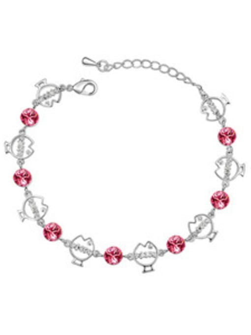 pink Simple Cubic austrian Crystals Little Fish Alloy Bracelet